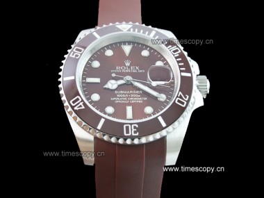 Asia Grade Replica Rolex Submariner Ceramic Bezel with Coffee Dial Rubber Strap Automatic Man Watches ROL-1297