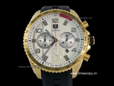 Asia Grade Replica Tag Heuer Ferrari Yellow Gold Quartz Chronograph Man Watches TAG-1362