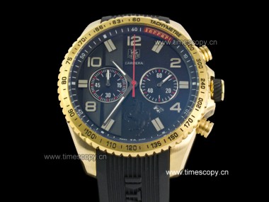Asia Grade Replica Tag Heuer Ferrari Yellow Gold Quartz Chronograph Man Watches TAG-1363