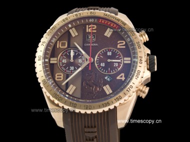 Asia Grade Replica Tag Heuer Ferrari Rose Gold Quartz Chronograph Man Watches TAG-1369
